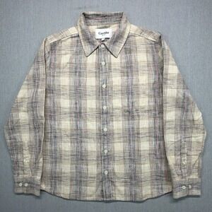 Corridor Men's Beige Textured Woven Button Down Shirt Medium M